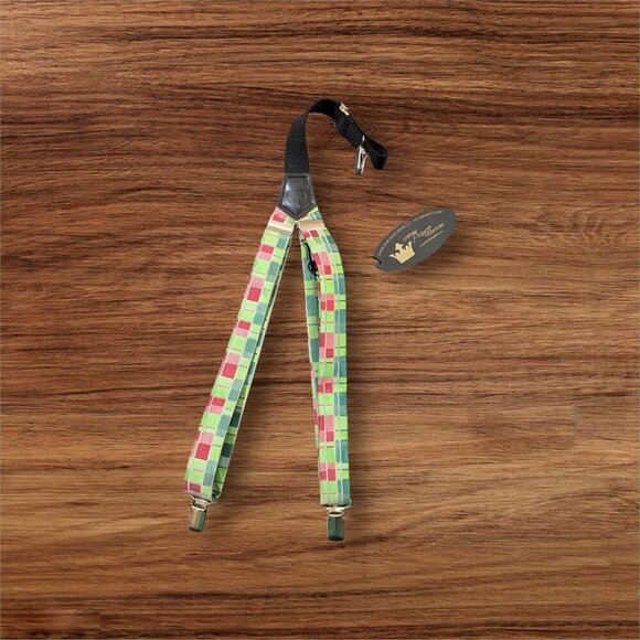 Littlest Prince Couture Adjustable Toddler Suspenders - Green & Red Plaid - Picture 2 of 3